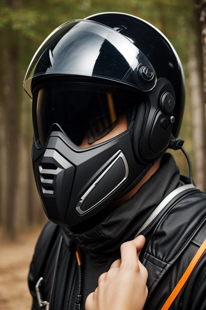 Sketch a motorcycle helmet earbud with photochromic visor