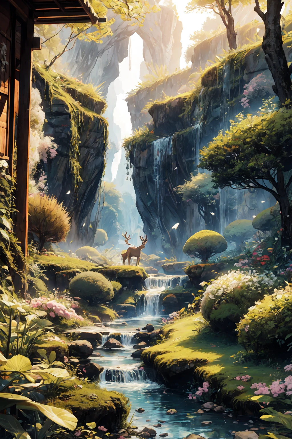 a deer in nara park, chinese people relaxing together,beautiful landscape,natural lighting,highly detailed,ultra-realistic,8k,photorealistic,muted colors,serene atmosphere,calming mood,warm tones,soft focus,natural environment,lush greenery,peaceful scene,idyllic setting,atmospheric,cinematic,masterpiece.