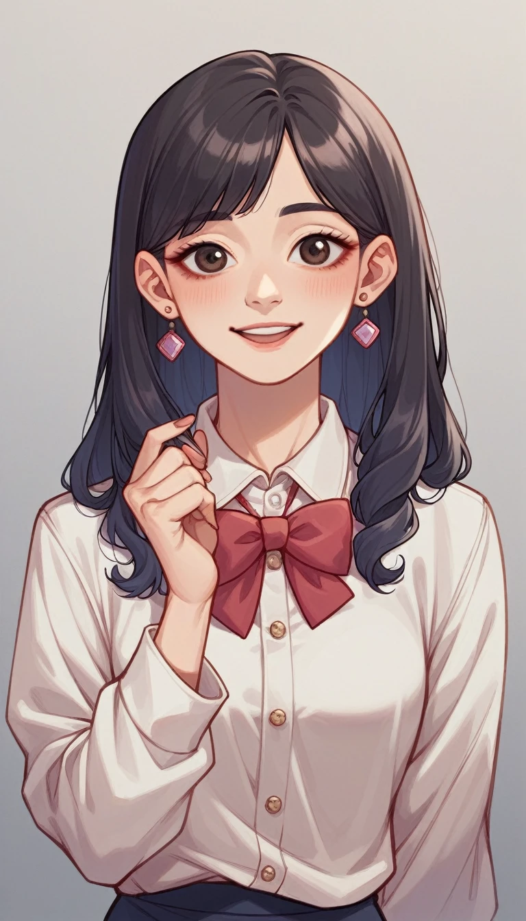 cute style asian girl with smooth skin, ojos grandes y labios lindos, delgada y linda. Vestida con una boina y un vestido suelto, de cabello blanco y largo en ondas fluidas 