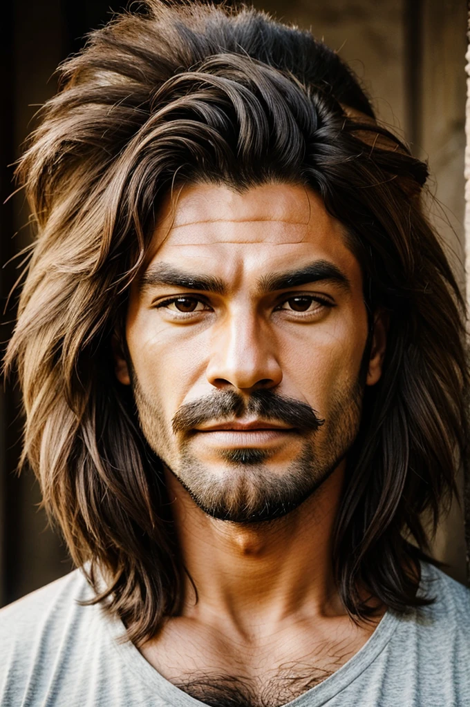 Make a man face and lion face together 