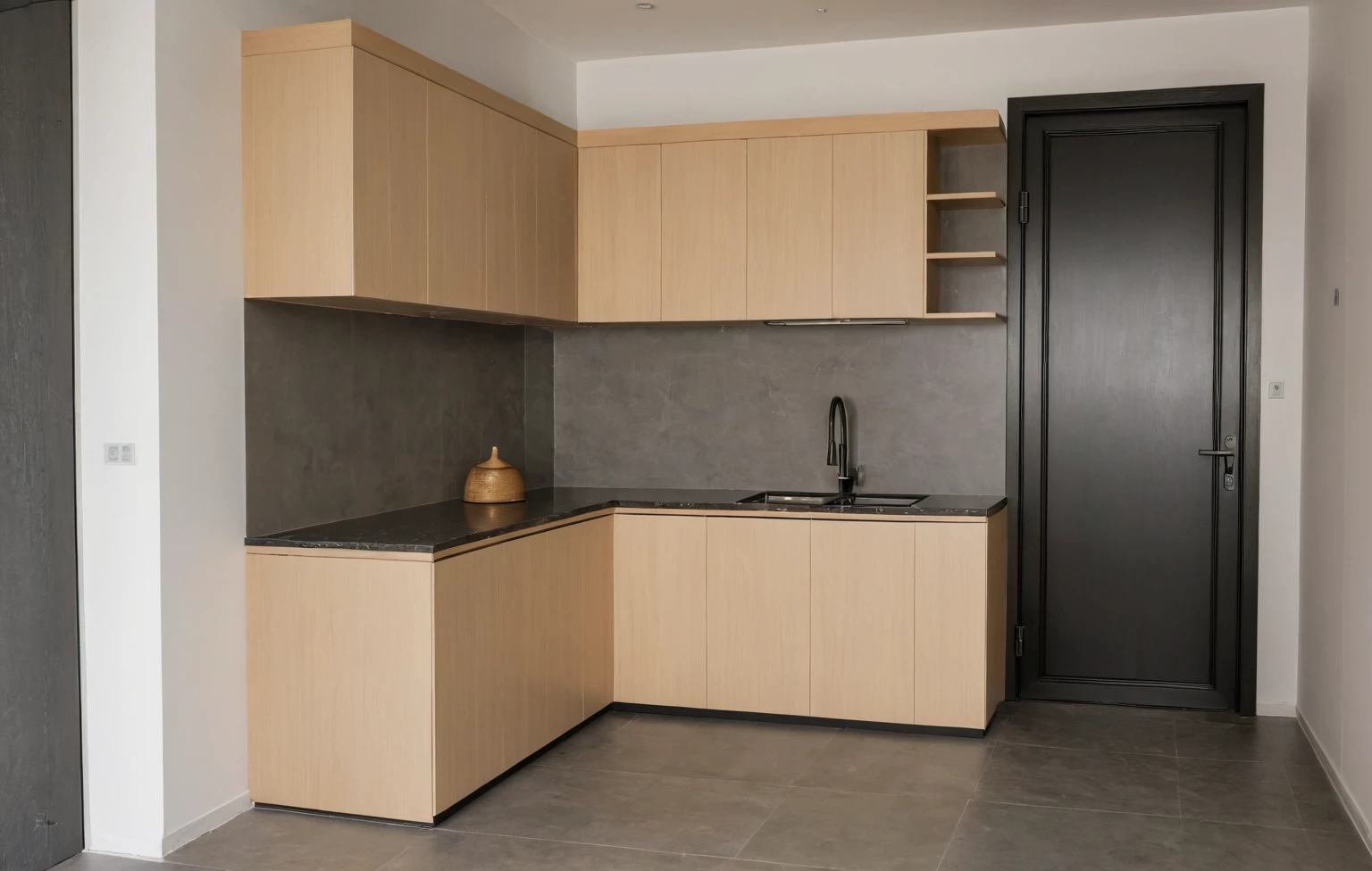 Raw photo,Masterpiece, high quality, best quality, authentic, super detail, interior, indoors, kitchen room style modern, minimalist line, daylight, aiaigroup