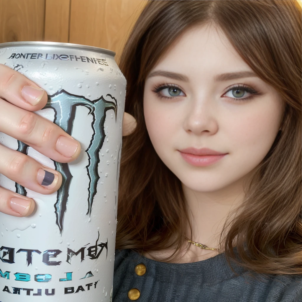 arafed woman holding a can of monster energy in front of her face, girl drinks monster energy, belle delphine, anime girl drinks energy drink, monster energy drink, soda themed girl, monstergirl, holding a can of beer, pokimane, anna nikonova aka newmilky, monster energy, extremely pale white skin, r / paintedminis