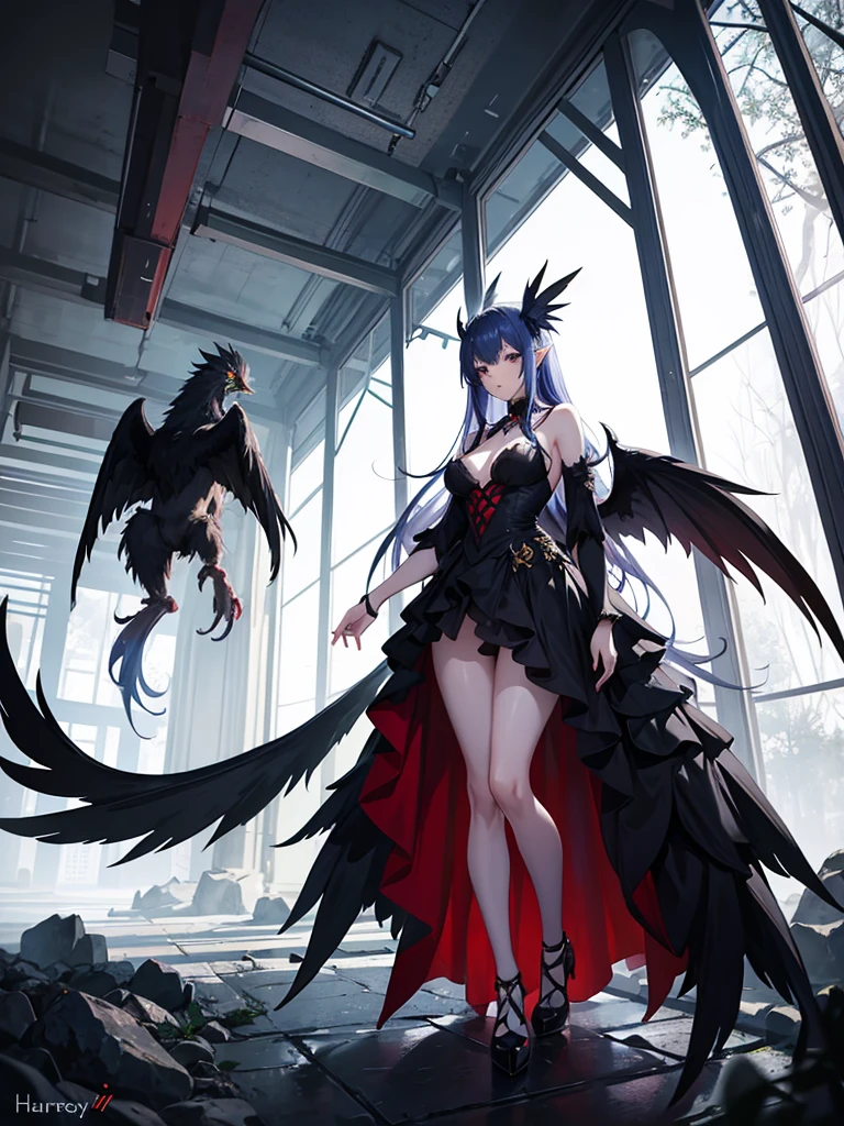 Monster Girl, Full body, Harpy, Dressed, sexy girl, wing,
