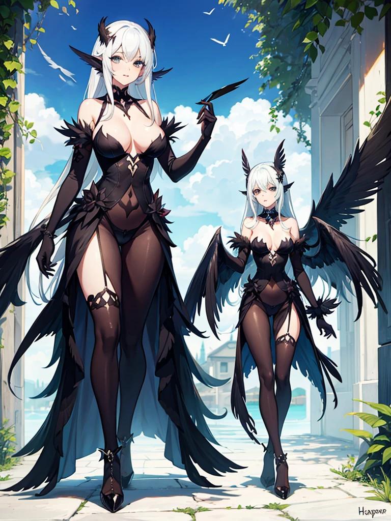 Monster Girl, Full body, Harpy, Dressed, sexy girl, wing, Bird legs