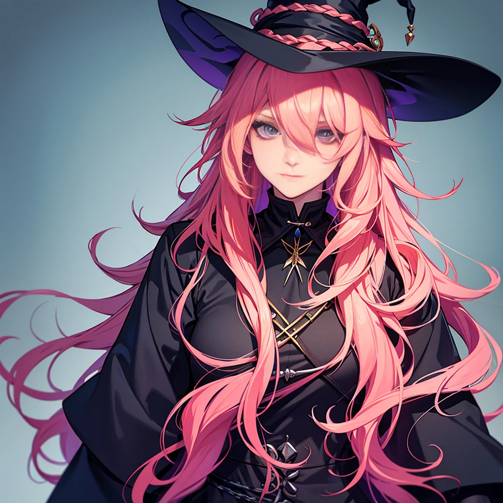 neon color hair,wavy shaggy hair,long hair,auntie,witch,aepron, hair over both eye