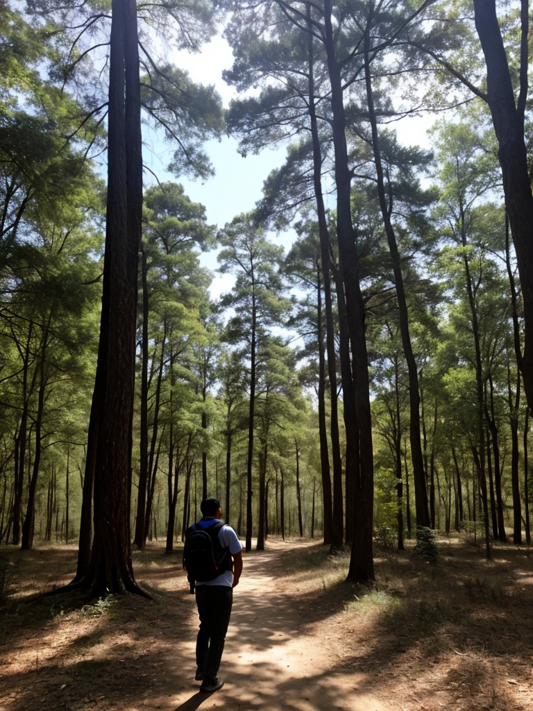 Un hombre misterioso en un bosque cerca de una escuela 