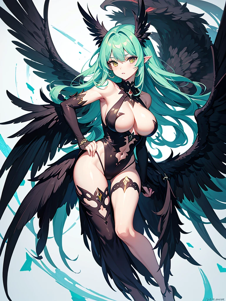 Monster Girl, Full body, Harpy, Dressed, sexy girl, wing, Bird legs , big chest