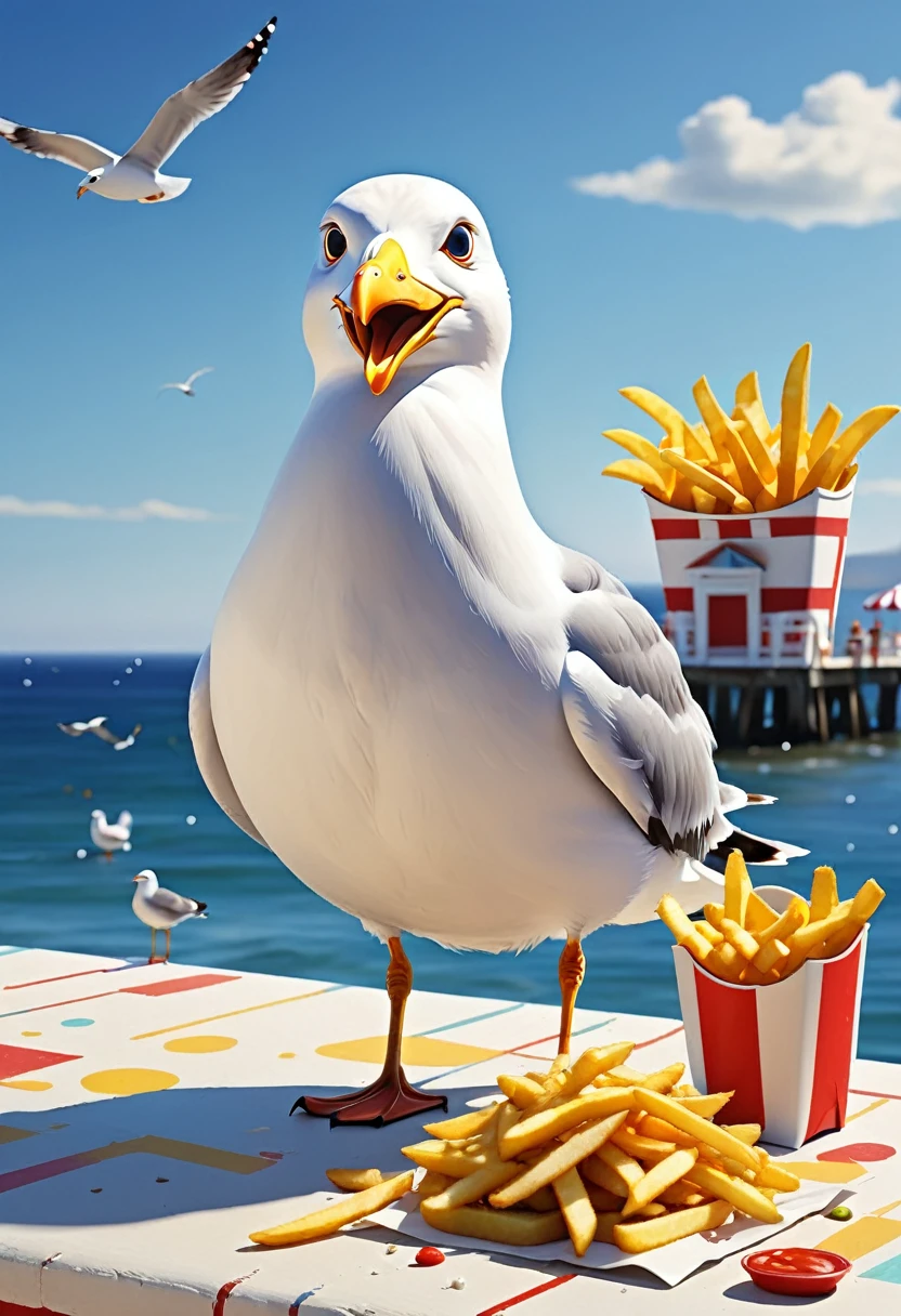 The art of math，Fun illustrations，Beautiful seaside，Mr. Seagull eats fries again，Enjoy your holiday，Relax，