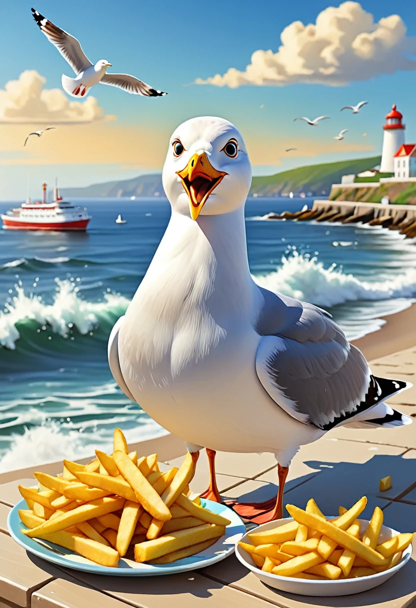 The art of math，Fun illustrations，Beautiful seaside，Mr. Seagull eats fries again，Enjoy your holiday，Relax，