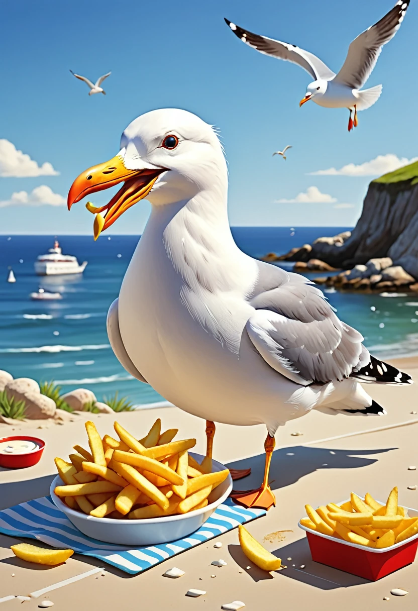 The art of math，Fun illustrations，Beautiful seaside，Mr. Seagull eats fries again，Enjoy your holiday，Relax，