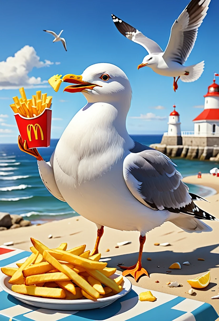 The art of math，Fun illustrations，Beautiful seaside，Mr. Seagull eats fries again，Enjoy your holiday，Relax，