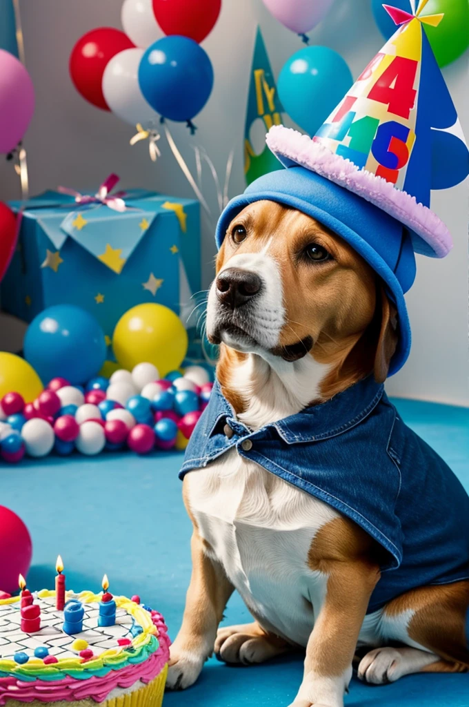 Bingo from the bluey series with a birthday hat