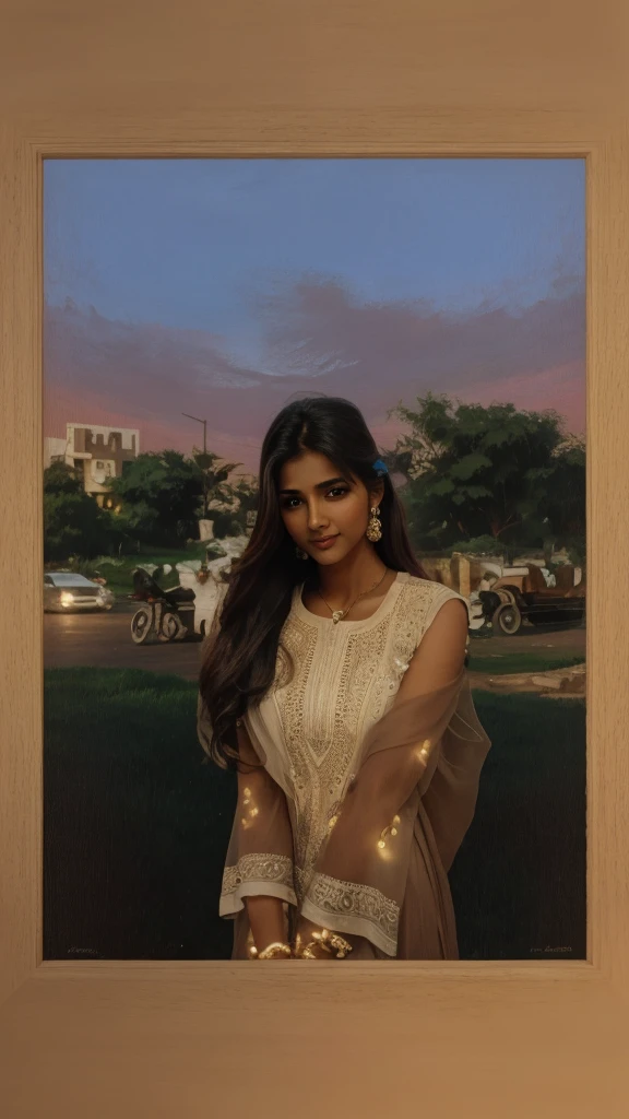 Half-body portrait of an 27-year-old indian girl, palak kushwaha, with a blonde ponytail, natural skin texture, perfect eyes, small brown eyes, warm lighting, soft shadows, low contrast, wearing a sleeveless white top. The image is a masterpiece, award-winning, photorealistic, highly detailed, with cinematic lighting, showcasing her natural beauty, delicate features, ethereal presence, smiling, and elegant.