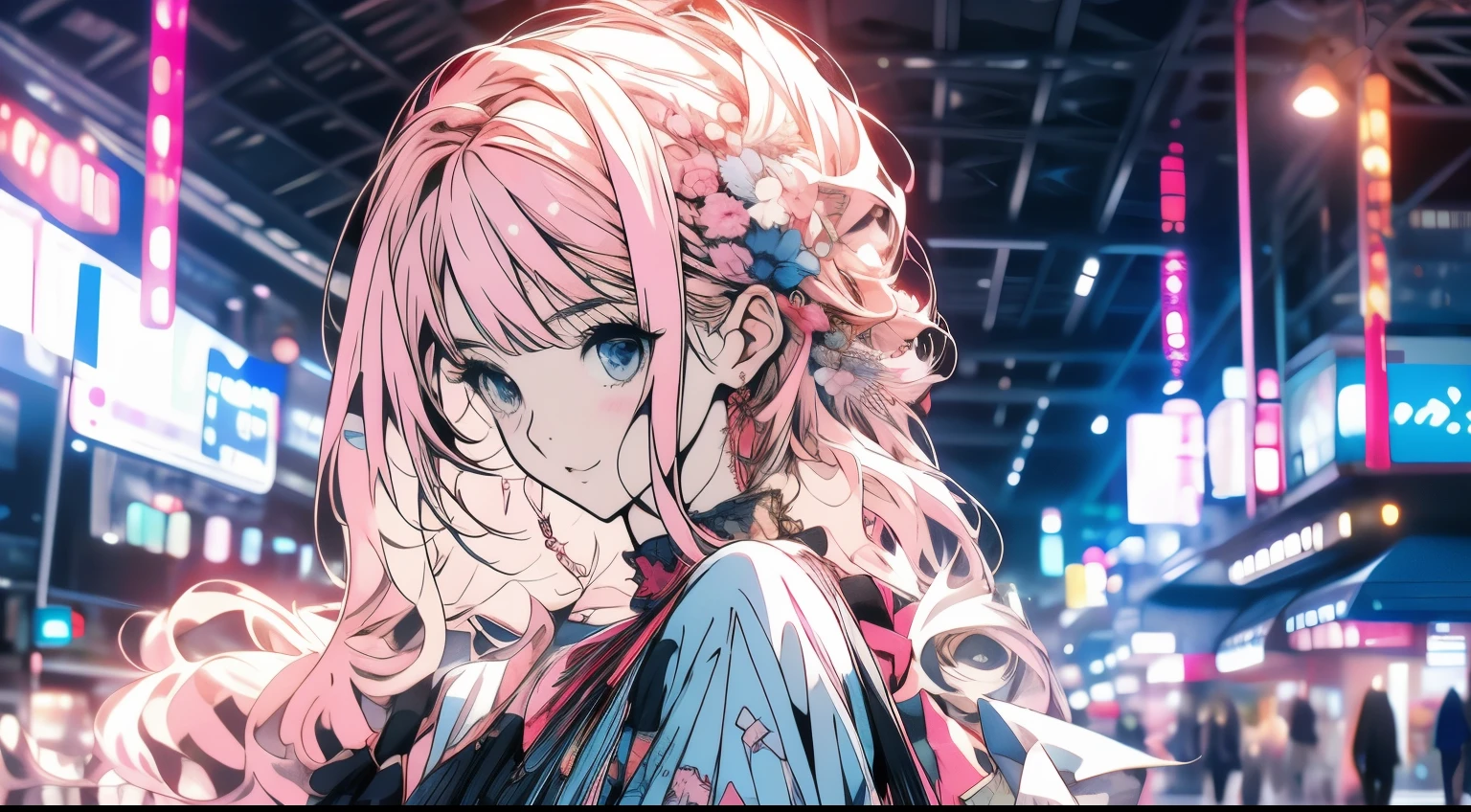 Chica anime con cabello rosado y ojos azules parada frente a un espejo., estilo anime 4k, arte de anime digital detallado, hermoso retrato animado, retrato detallado de chica anime, Cabello rosado y ojos cian., Fondo de pantalla de arte anime 4K, Fondo de pantalla de arte anime 4k, lindo retrato de chica anime, retrato chica anime, Fondo de pantalla animado 4K, lindo retrato de chica animes