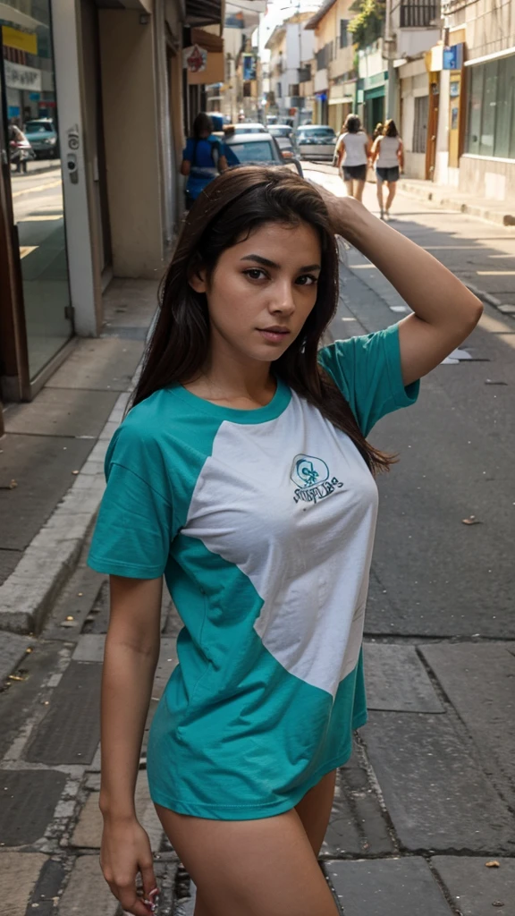 Mulher dormindo na rua de calcinha e camisa branca