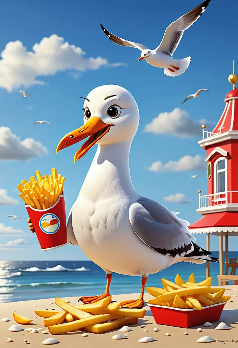 The art of math，Fun illustrations，Beautiful seaside，Mr. Seagull eats fries again，Enjoy your holiday，Relax，