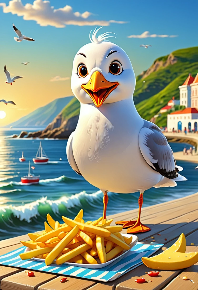 The art of math，Fun illustrations，Beautiful seaside，Mr. Seagull eats fries again，Enjoy your holiday，Relax，