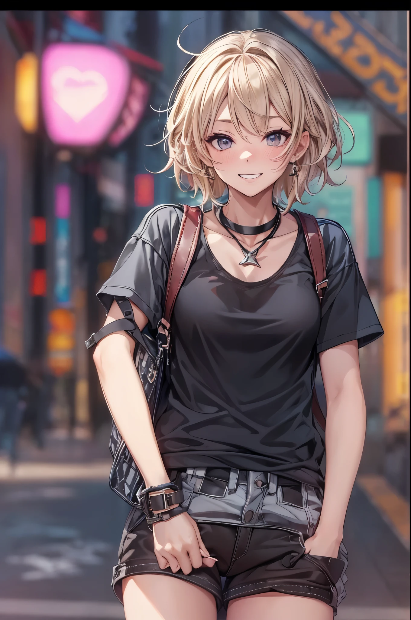 "best quality,ultra-detailed,((background:outside the park1,8)),(one boy),(full body),portraits,((sissy boy,tomboy,FemBoy,trap1,8)),bulge1,8,(natural makeup),black choker,necklace,earrings,(short blonde hair),boy's face,boys body,((nose-blush)),((grin)),((street-casual-style)),(Parker),(fishnet-pantyhose),(engineer-boots),(he’s having shoulder bags),vibrant colors,soft lighting"
