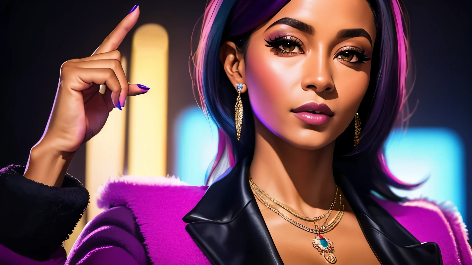 Close-up image of young woman posting sexy photos on social media. The photos show her in provocative poses, wearing designer clothes and with styled purple hair. The camera focuses on details such as botox on the lips and tattoos on the body. In the background, notifications of likes and comments flood your smartphone screen.
realista, , rim lighting, duotone lighting,(pele com alto detalhe: 1.2), 8K uhd, rosto bonito,physicist, Efeito , alta qualidade, volumetric light, tiro furtivo, foto, high resolution, 4k, 8K, Bokeh