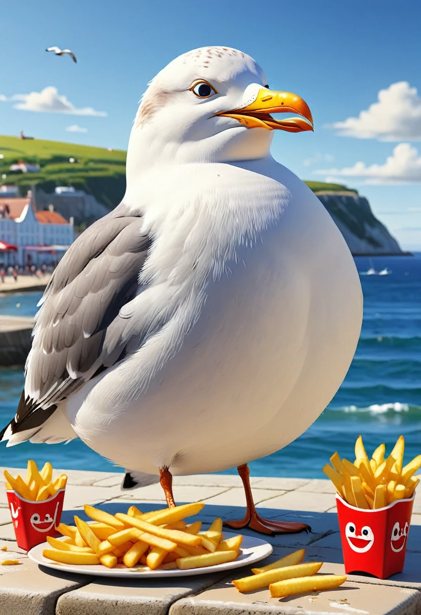 The art of math，Fun illustrations，Beautiful seaside，Fat Mr. Seagull eats French fries again，Enjoy your holiday，Relax，