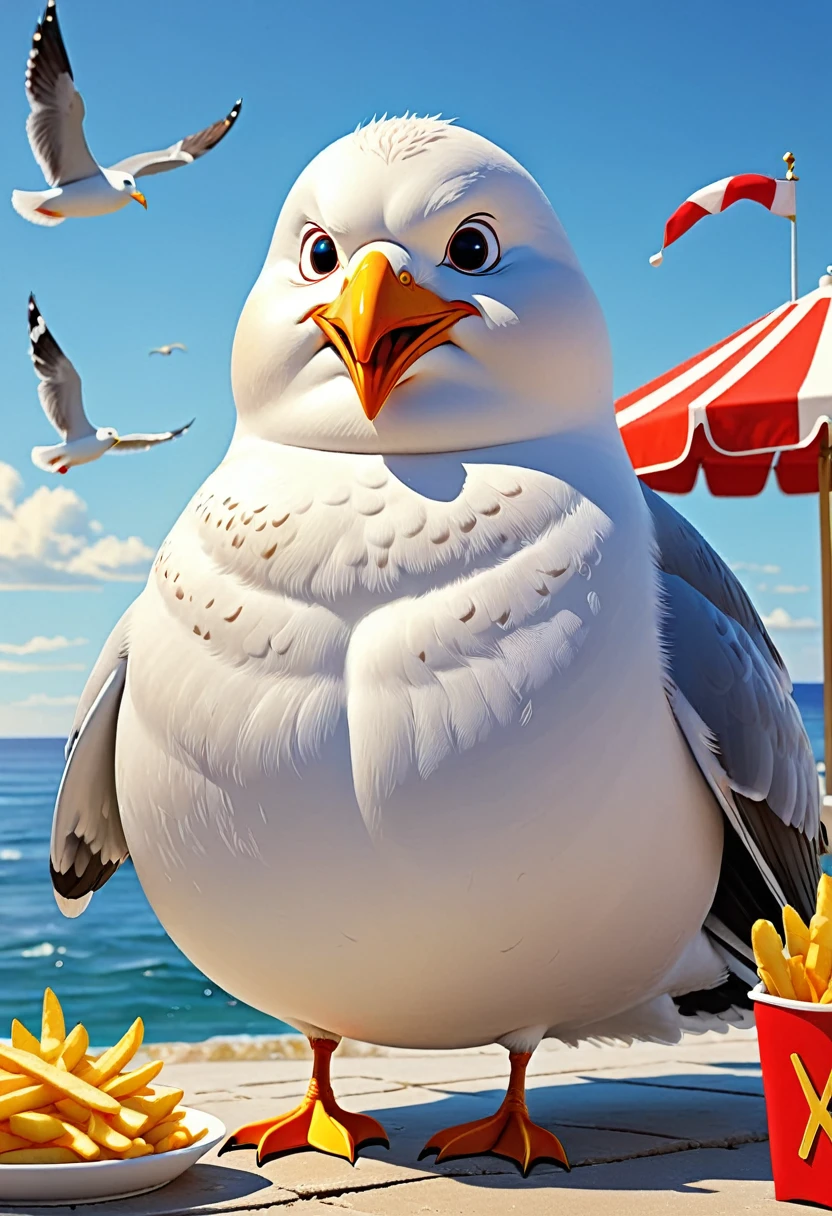 The art of math，Fun illustrations，Beautiful seaside，Fat Mr. Seagull eats French fries again，Enjoy your holiday，Relax，