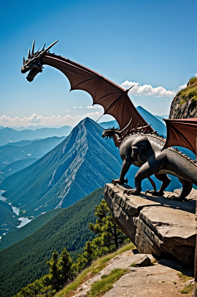 a dragon on a mountain 