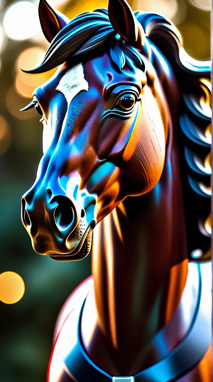 Antropomorphic horse face., cinematic shot + dynamic composition, incredibly detailed, sharpen, details + intricate detail + professional lighting, film lighting + 35mm + anamorphic + lightroom + cinematography + bokeh + lens flare + film grain + HDR10 + 8K + Roger Deakins, ((cinematic)), cartoon style