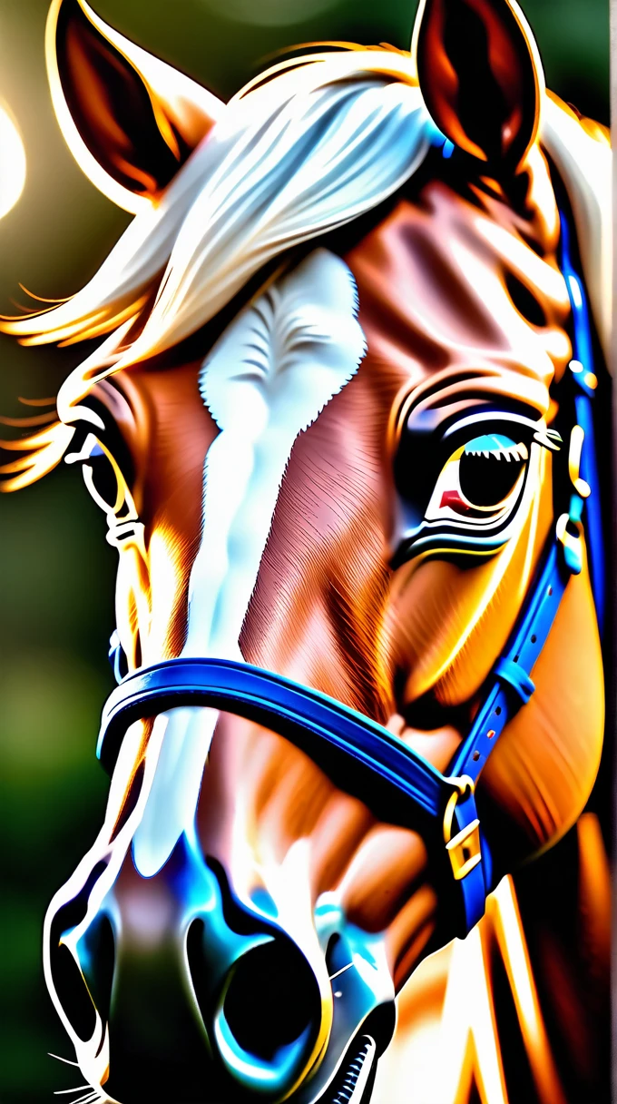 Antropomorphic horse face., cinematic shot + dynamic composition, incredibly detailed, sharpen, details + intricate detail + professional lighting, film lighting + 35mm + anamorphic + lightroom + cinematography + bokeh + lens flare + film grain + HDR10 + 8K + Roger Deakins, ((cinematic)), cartoon style
