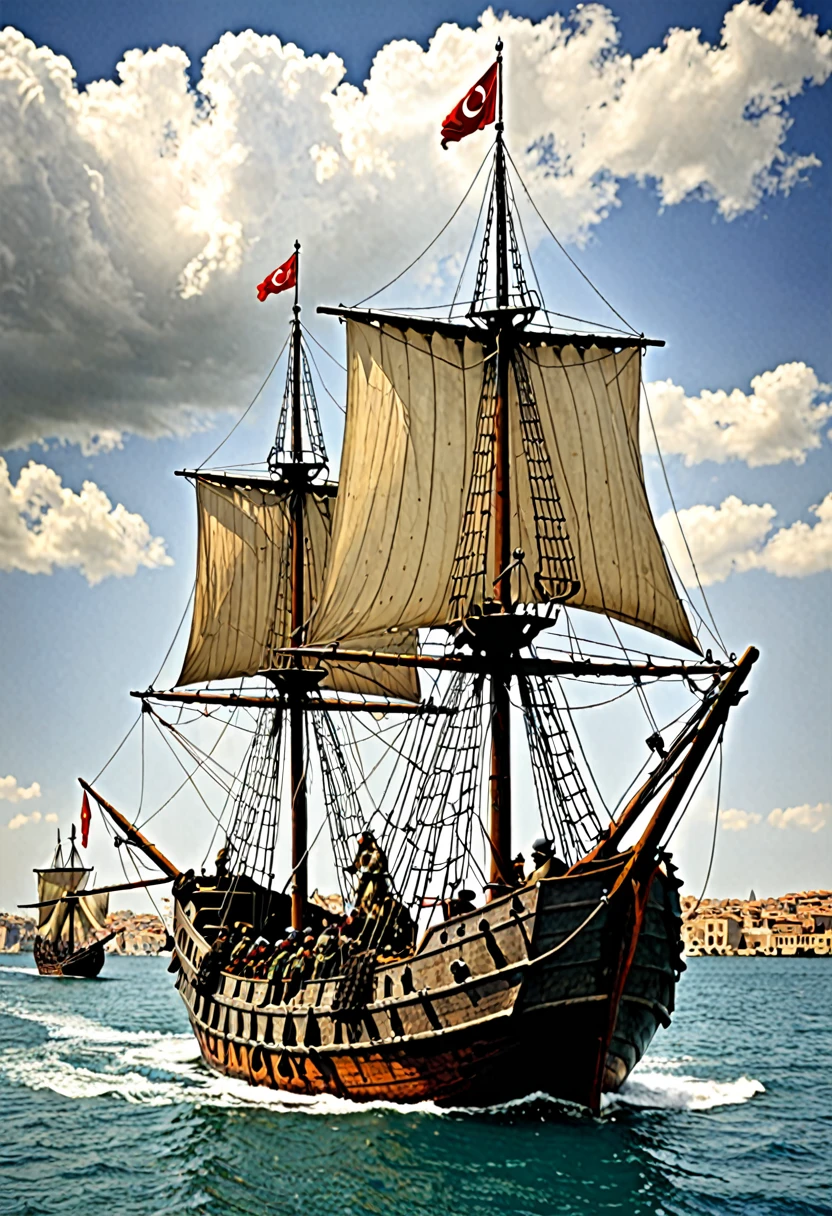guerra, Middle Ages, barcos, navios de guerra, turquia