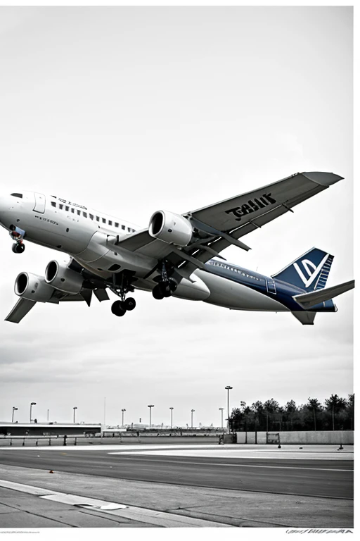 draw a modern plane landing