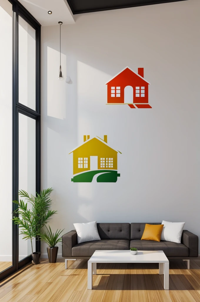 Hello, can you create a logo for a house painting company, the company's name is Jhonny Painting. I want the logo to have a brush, a house on the outside, and the name of the company to appear in large, metallic red, in a circle.