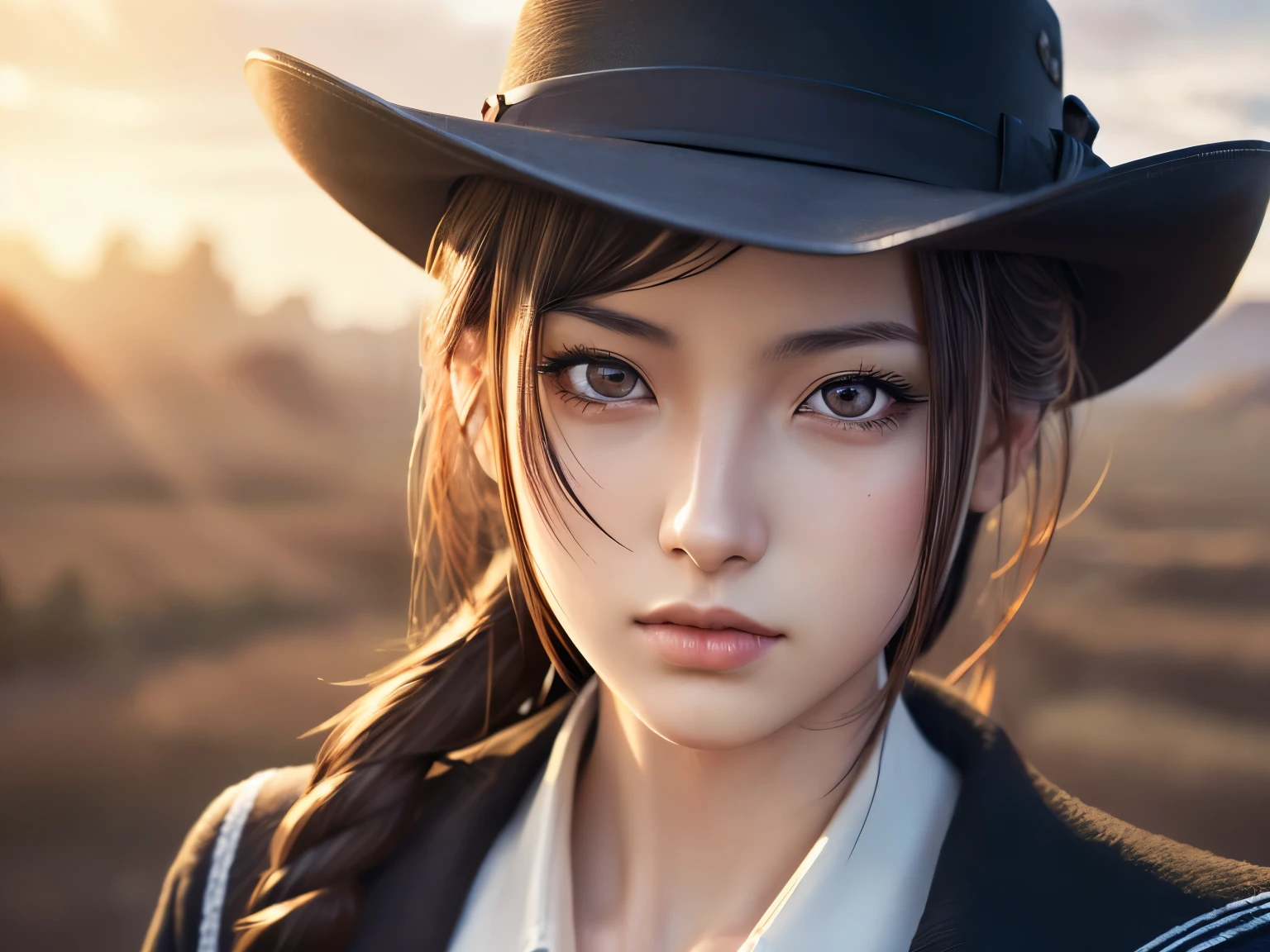 1girl, solo, chizuru, enamiKatsumiStyle, highres, hdr, (((best quality, masterpiece))), ultra detailed illustration, [extremely detailed face], (cowboy shot)