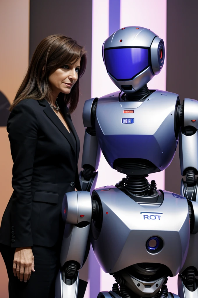 Donna che parla a un robot