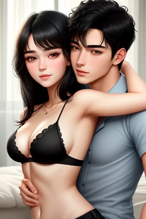 They were two people in a room with a window and a table, posing together in bra, waist - shot, amouranth, looks realistic, Very realistic, roberto ferri and ruan jia, photorealistic perfect body, anna nikonova, mais conhecido como Amouranth, sakimichan and frank franzzeta, & jeehyung lee & Phlegm sputum, phlegm