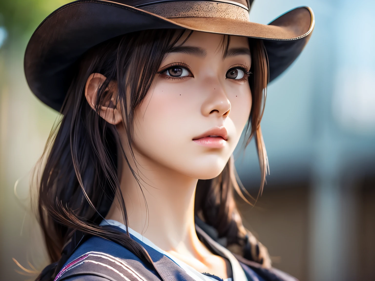 1girl, solo, chizuru, enamiKatsumiStyle, highres, hdr, (((best quality, masterpiece))), ultra detailed illustration, [extremely detailed face], (cowboy shot)