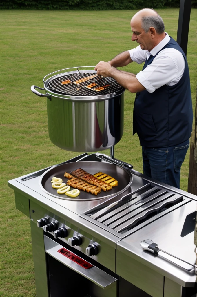Vater grillt mutter