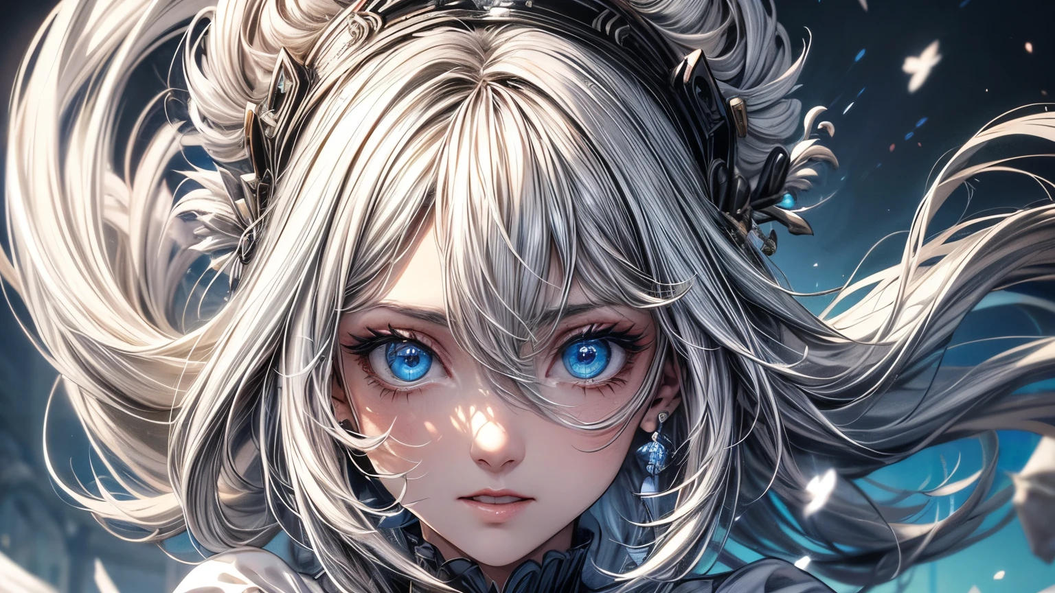 obra de arte, mejor calidad, ((( un enorme lobo blanco al lado de la chica que tiene cara de enojo))), elegante, 1 chica, orejas de lobo, cauda de lobo, lindo, Enrojecido, mirando al espectador, desde arriba, pelo rubio ondulado, minifalda, camiseta a rayas blancas y negras, ojos azules, hermosos ojos, hermoso fondo, light particles, Rayos solares, dramatic lighting, afuera, brillante, realista, obra de arte, mejor calidad, ultra-detallado, detallado, scenario, beautiful detallado eyes, detallado hair, cuerpo entero
