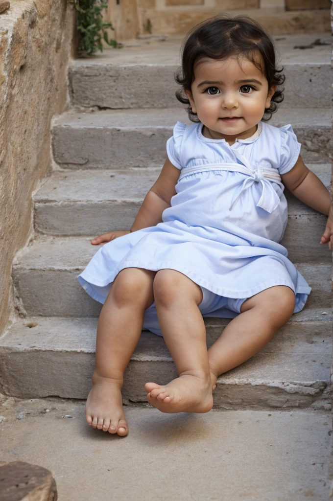 a greek baby with tied feet ((detallado))