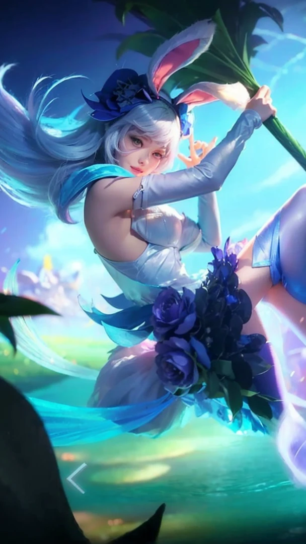 anime girl with long white hair sitting on a rock with a purple umbrella, seraphine ahri kda, ahri, style artgerm, ashe, league of legends character, portrait of ahri, style league of legends, extremely detailed artgerm, irelia, splash art, style of league of legends, from league of legends