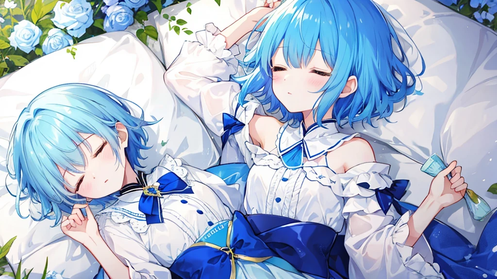 Sleeping princess、Blue short hair