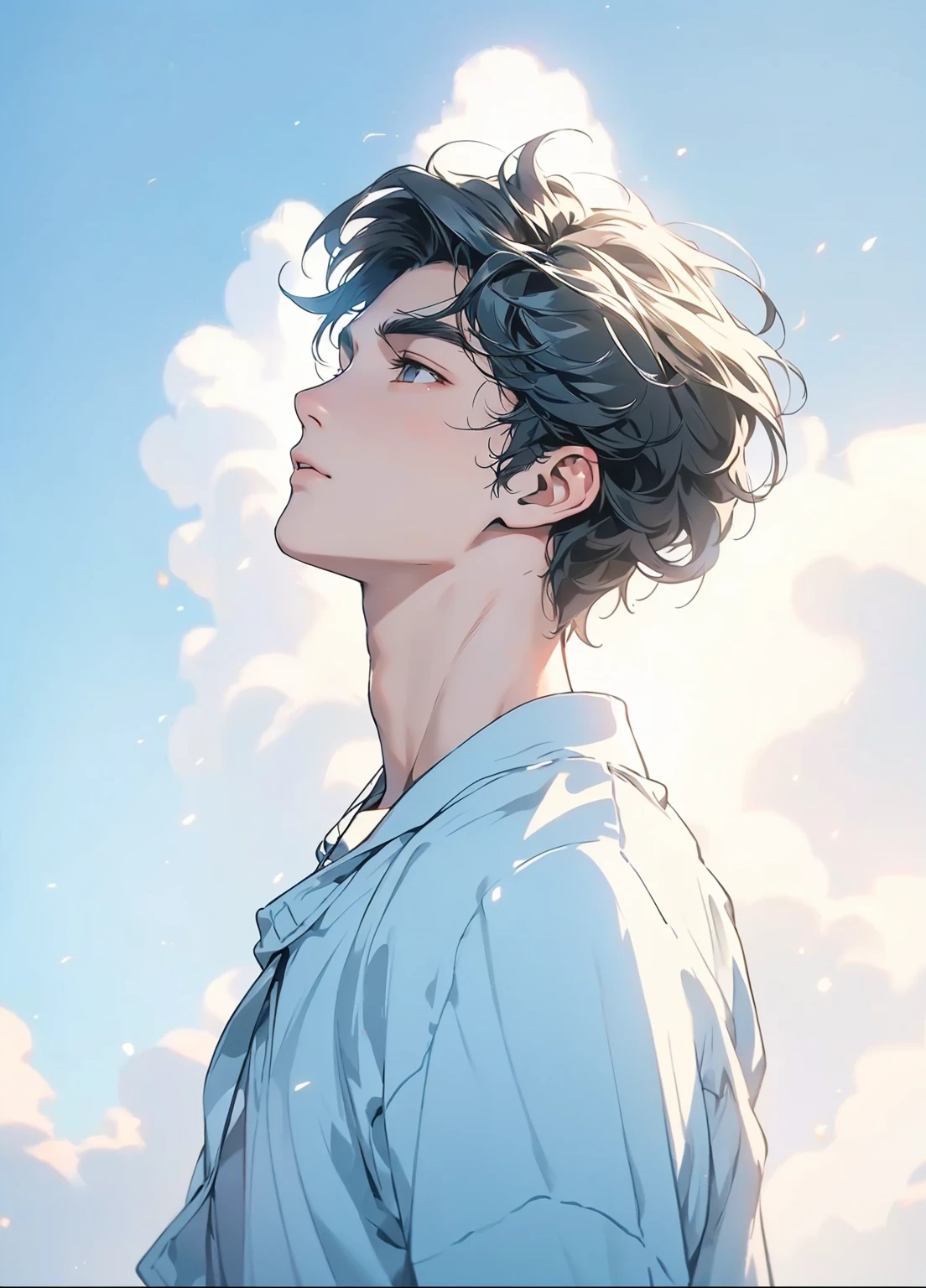 a handsome 18 year old man with black hair wearing a white sweater, upper body, highly detailed, cinematic lighting, best quality, photorealistic, 8k, ultra-detailed, masterpiece