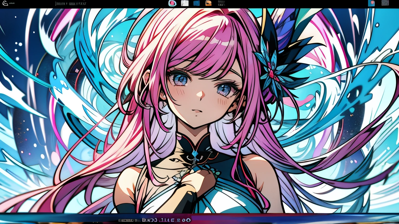 Chica anime con cabello rosado y ojos azules con un vestido azul., retrato, caballeros del zodiaco, , detailed arte animado digital, estilo anime 4k, Cabello rosado y ojos cian., fondo de pantalla de arte anime 8 k, anime girl with cosmic hair, hermoso retrato animado, arte zerochan, Fondo de pantalla de arte anime 4k, Fondo de pantalla de arte anime 4K, arte animado digital
