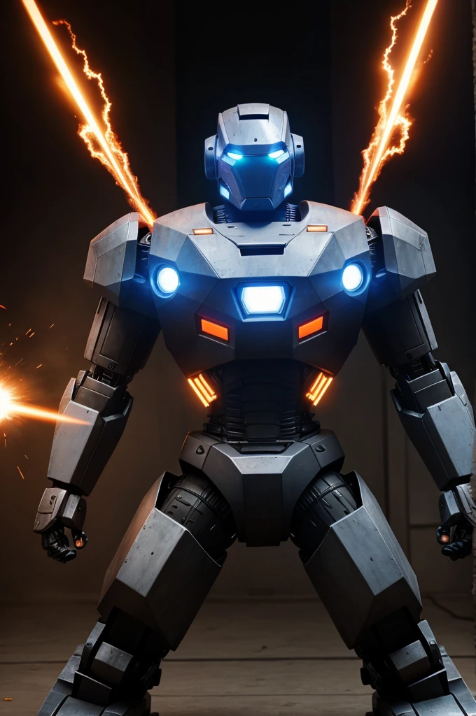 Battle robot, super high voltage lazer at back,big body,posing