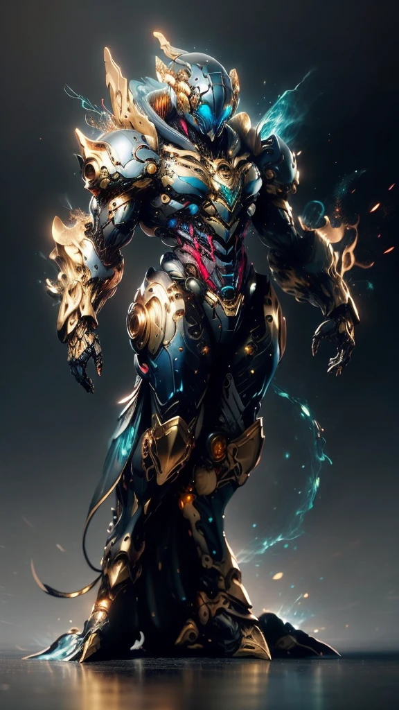 A woman adorned in fantasy-style full-body armor, a crown-concept fully enclosed helmet that unveils only her eyes, a composite layered chest plate, fully encompassing shoulder and hand guards, a lightweight waist armor, form-fitting shin guards, the overall design is heavy-duty yet flexible, (the armor gleams with a golden glow, complemented by red and blue accents), exhibiting a noble aura, she floats above a fantasy-surreal high-tech city, this character embodies a finely crafted fantasy-surreal style armored hero in anime style, exquisite and mature manga art style, (mixture of Queen bee and Spider concept Armor, plasma), ((Element, elegant, goddess, femminine:1.5)), metallic, high definition, best quality, highres, ultra-detailed, ultra-fine painting, extremely delicate, professional, anatomically correct, symmetrical face, extremely detailed eyes and face, high quality eyes, creativity, RAW photo, UHD, 32k, Natural light, cinematic lighting, masterpiece-anatomy-perfect, masterpiece:1.5