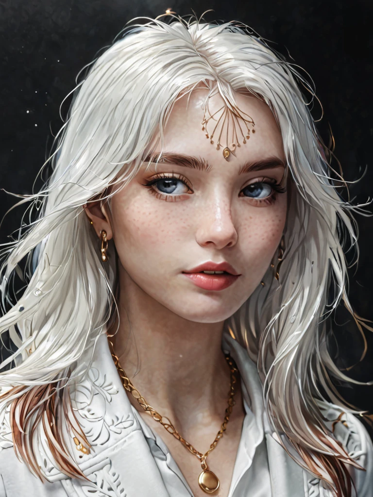 ((masterpiece)), ((melhor qualidade)), ((cyberpunk lighting)), Close up de uma garota, (pele clale dos povos europeus, , olhos grandes, olhos redondos, (olhos verde esmeralda),(((cabelo vermelho claro))), long and curly hair, mostrar o busto, pele perfeita, rosto perfeito, sarcastic soeriso), ironia, (bare neck), (bare shoulders) vengeful expression.). She is known as Vendettendetta is your name), genetically created to be a secret agent, resolveu rebelar-se, and lives to hunt its creators.