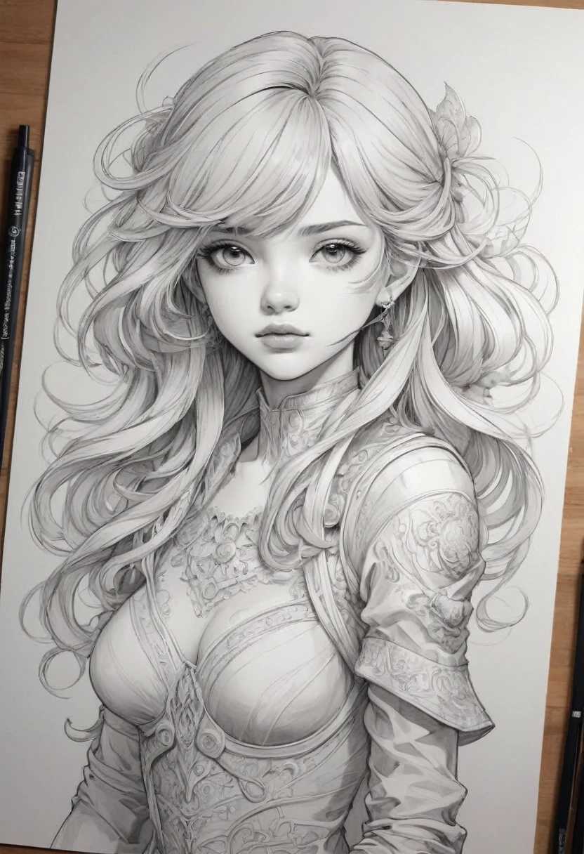 Anime line art, by lois van baarle, best quality, masterpiece, very aesthetic, perfect composition, intricate details, ultra-detailed