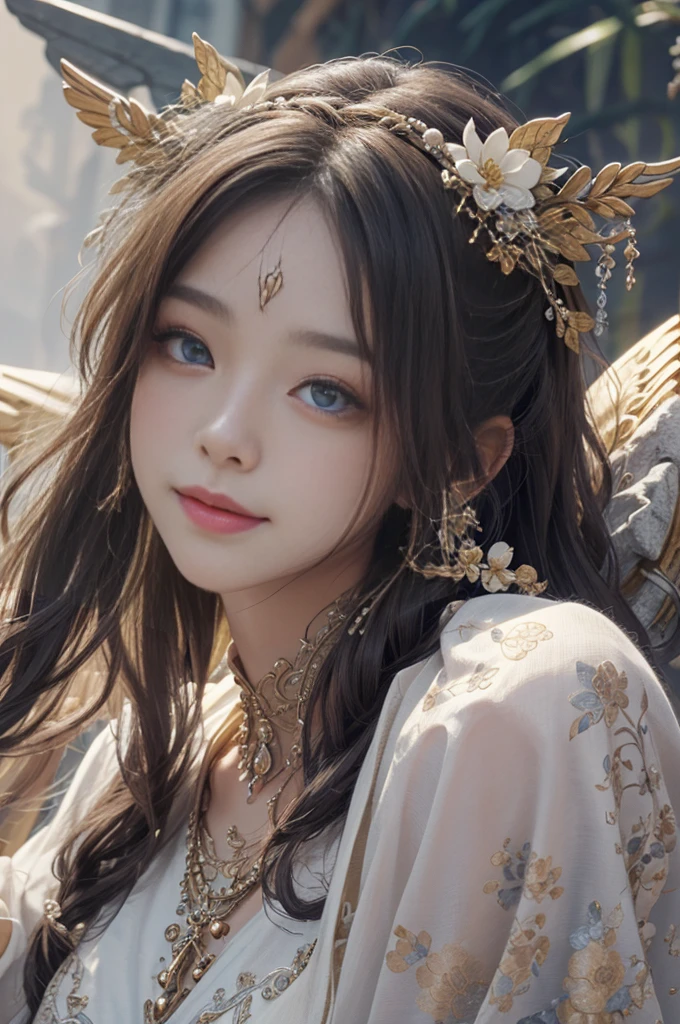 Hikino Angle、Highest quality, Highest quality, High quality illustrations, masterpiece, Ultra-high resolution, Detailed Background, Detailed Background, goddess、Happy, Joyful, Very exquisite beautiful face and eyes、The goddess is one of the angles/Let's say 4.、Pink dragon god、Playing with the Goddess
