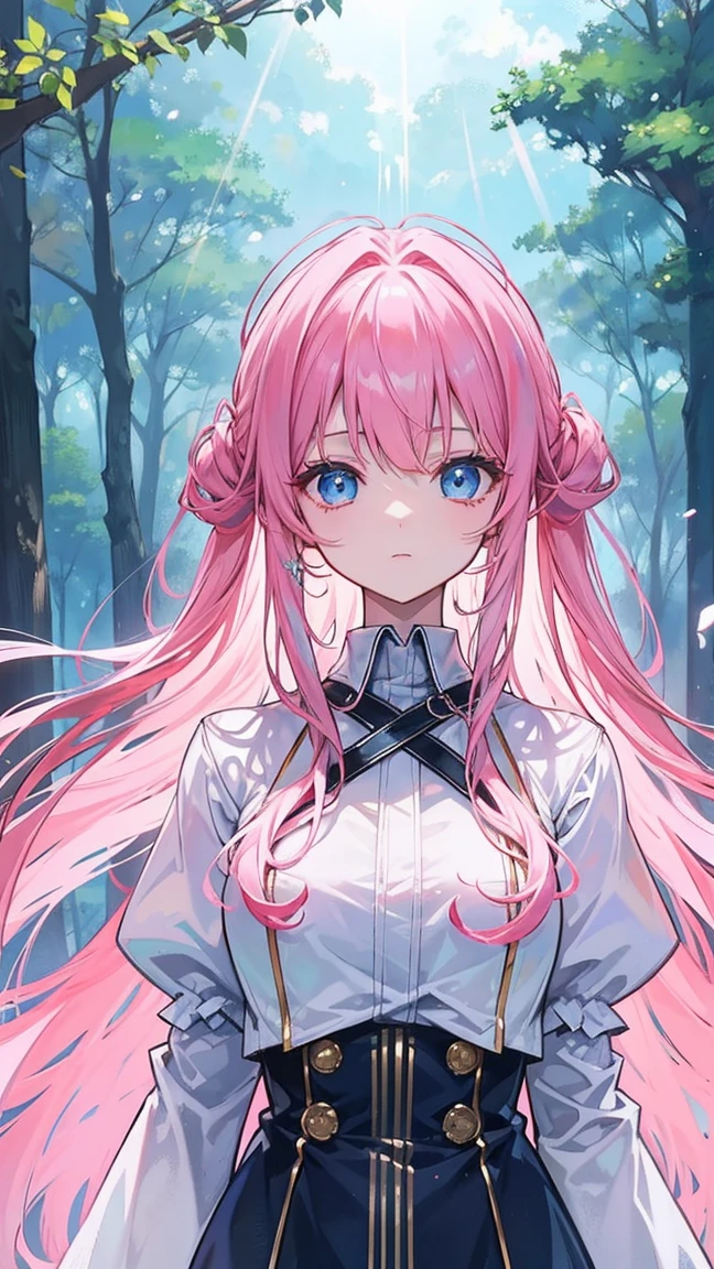 Translucent Zero Water, Good velvet quality, Zero Server, Compared, Divine Light, blue eyes, Pink Hair, Woods background, Absolute Strength,