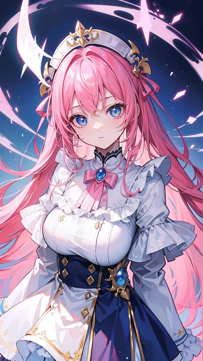 ((Ultra-detailed)), (top-quality),((masterpiece)), ((Super exciting)), ((8K)),((1440p)), ((extremely clear)), ((Very sophisticated)), (Anime quality), (3D), (photograph quality), (realistic quality),  (high quality facial shadowing), (dynamic shadowing), (cinematic lighting), (perfect lighting), solo, chest up portrait, Japanese girl, a baby face, Pink hair, Short ponytail, big Hair Ribbon, Ahoge, drooping eyes, Blue eyes, anime quality eyes, long eyelashes, Thin eyebrows, Beautiful breasts, detailed face description, beautiful smile, close mouth, flash cheek, Clear Body, Clear eyes, clear legs, Light shines in, gleaming, shiny glistening, realistic skin texture,