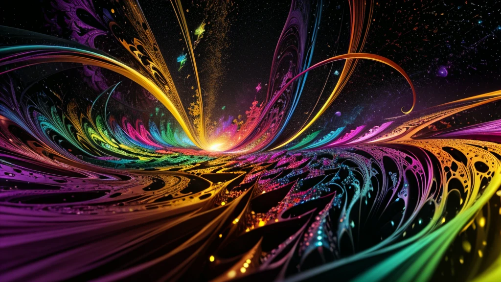 multicolored dynamic abstract liquid flow particles turbulence vizalise endless ((mandelbrot fractals)) in ((psychedelic patterns)), in the background multicolored liquid smoke floating around in the multicolored stunning nebula mist galactical environment,vector art, Cinema 4D render, fully dynamic motion design, X-Particles, Dynamics FX,bend and shatter reality for amazing visual effects production,vivid colors, warm color tones,sharp focus, depth of field, cinematic, realistic, uhd, hdr, 8k,